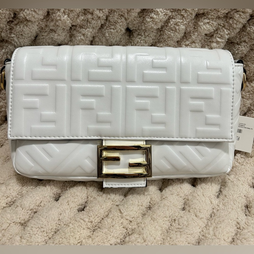 New White Embossed Fen Bag